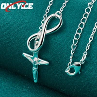 925 sterling silver figure 8 cross jesus pendant necklace 16 30 inch serpent chain for womens party wedding jewelry