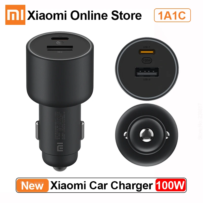 

Xiaomi Mi Car Charger 100W 1A1C Fast Charging USB Charger Adapter Dual-port Smart Device Fully Compatible Light Effect Display