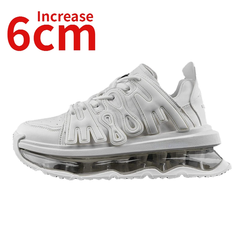 

European Design Men Spring/Summer Breathable Insoles Elevated Height Increase 6cm Dad's Shoes Genuine Leather Pantshoes Sneakers
