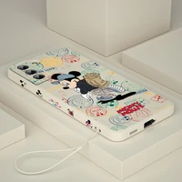 mickey minnie cute for samsung galaxy s22 s21 s20 fe s10 note 20 10 ultra lite plus liquid left rope phone case capa