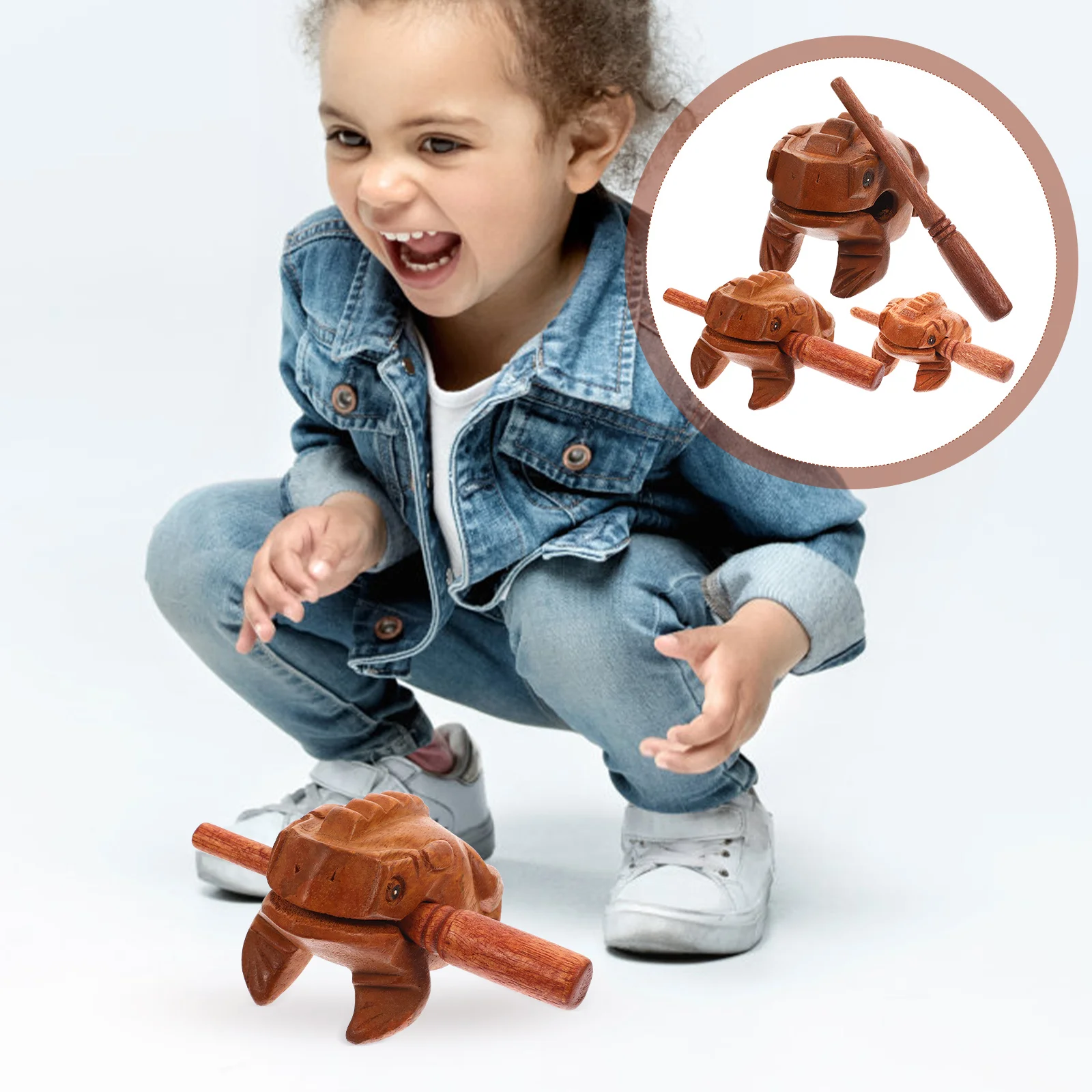 

Percussion Instrument Wooden Shape Craftfrogs Ornament Decordecorative Toy Musical