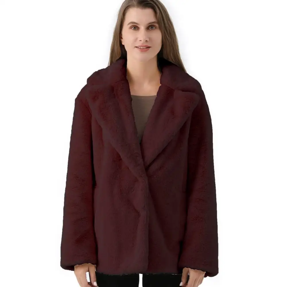 Autumn Winter Warm Women Jacket Coat Real Fur Short Simple Fashion Coats Real Fur Coats Long Sleeve Lapel Pure Color Parka