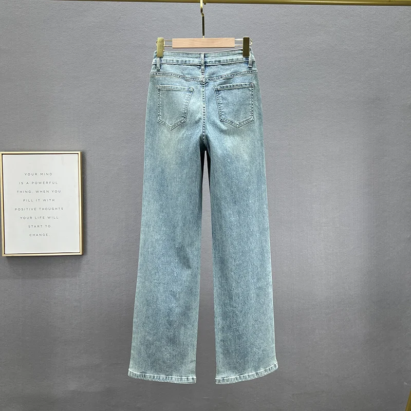 Loose Diamonds Jeans for Women Trendy 2023 Spring and Summer New Vintage High Waisted Figure Flattering Denim Mopping Pants