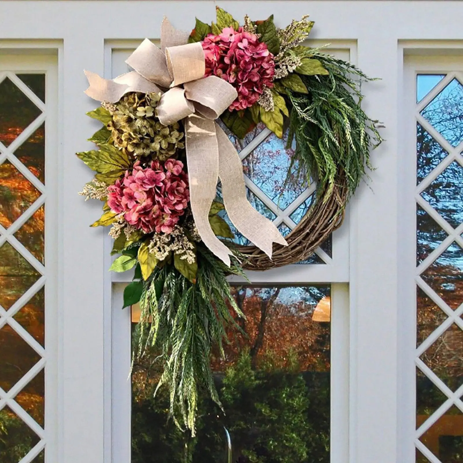 

Spring Garden Home Decor Hydrangea Wreath Garlands Ornaments Door Hanging