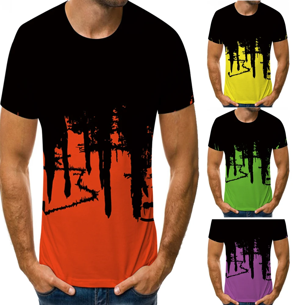 

Brand summer clothes 2020 trendy ink wash 3D digital printing men's short-sleeved T-shirt custom LOGO