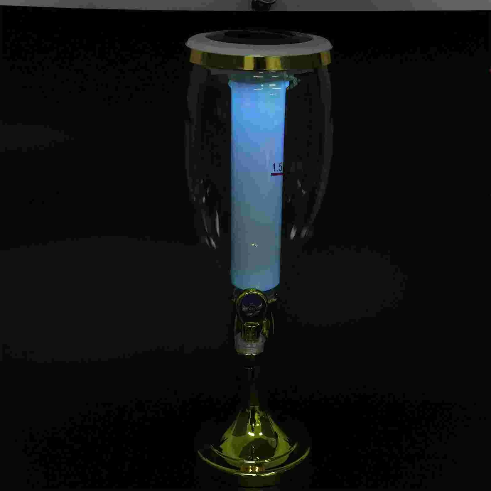 

1.5 Plastic Tabletop Beer Tower Beverage Dispenser with LED Colorful Shinning Lights (Golden)