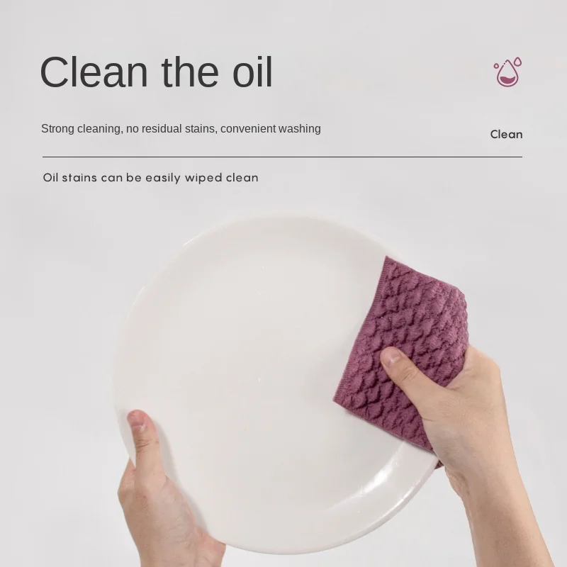 

5 Color Multifunctional Kitchen Dishwashing Cloth Household Not Easy To Stain Cleaning Cloth Double-sided Thickened Stain Remova