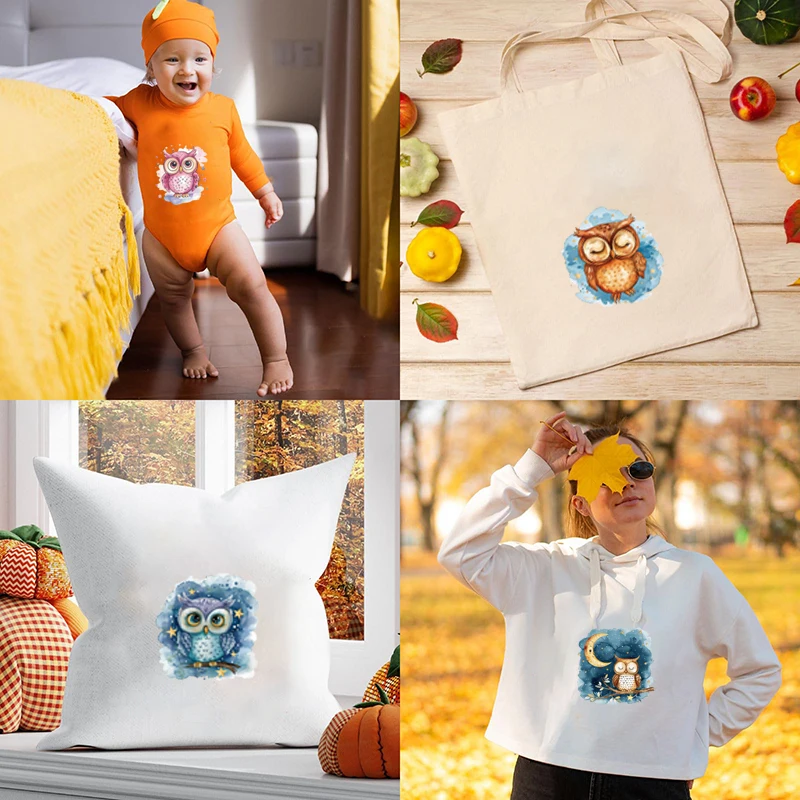 15 см акварельная наклейка с совой и луной горячее тиснение подходит для одежды