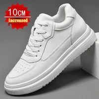 spring new inner height increased 10cm mens shoes leather casual sports board shoes height increase shoes 8cm small white shoes
