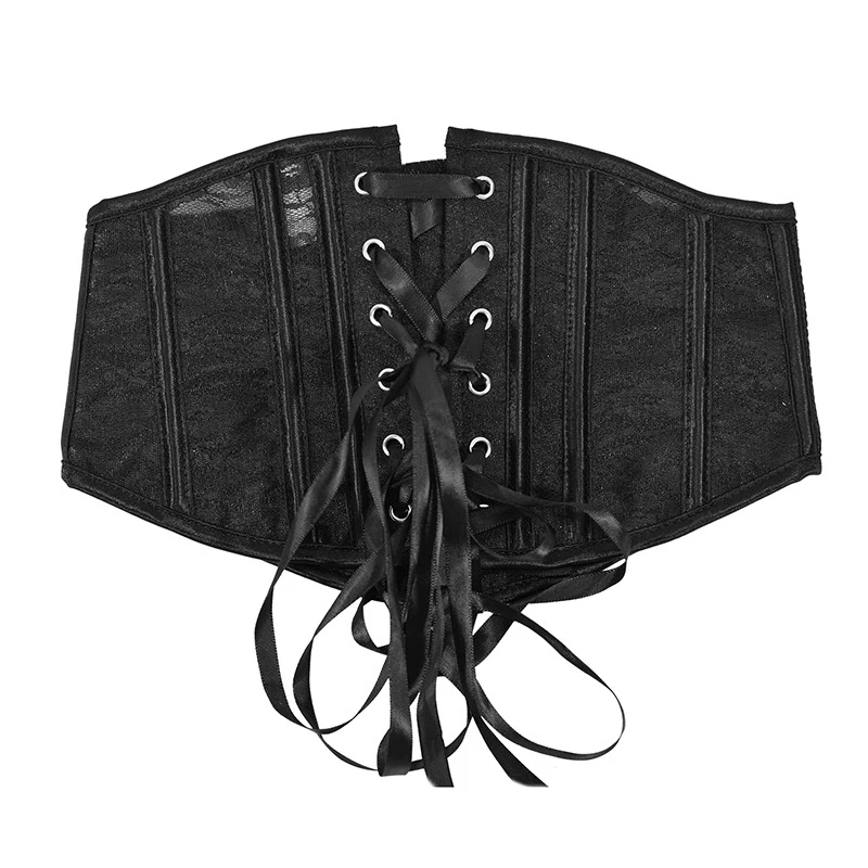 

16cm Hight Short Waist Corset Women White Color Lace Gauze Waistband Vintage Lolita Style Net Body Shaping Belt Black Cummerbund
