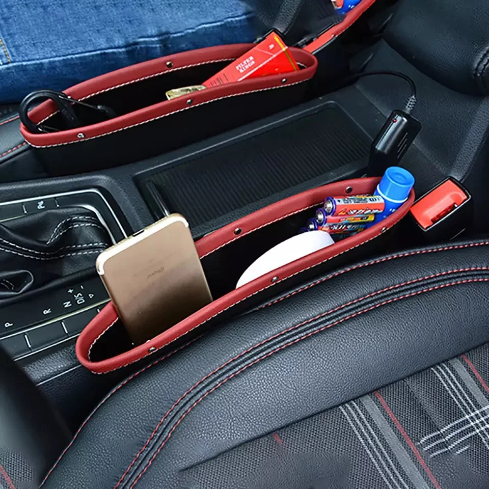 

Car Organizer Storage Car Seat Slit Gap Pocket Multifunctional Driver Seat Catcher Cup Holder Car Accessories PU Leather
