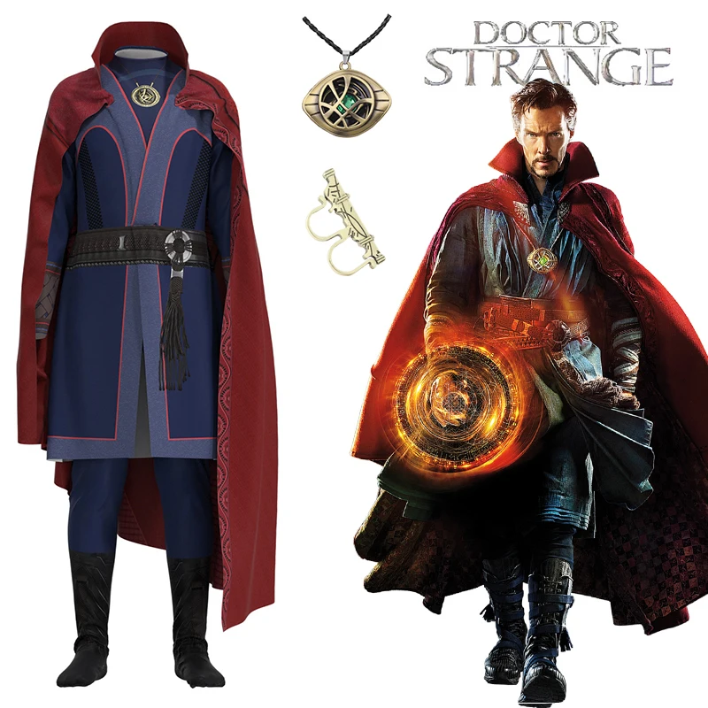 

Doctor Strange Cosplay Costume Necklace Ring Steve Red Cloak Robe Halloween Carnival Suit For Kids and Adult Party Costume