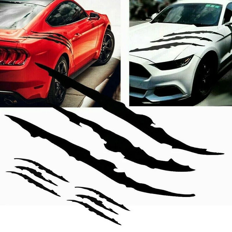 

3Pcs Devil Claw Styling Stickers Car Body Hood Side Fender Anti-Scratch Decor Decal Bright Black Waterproof Exterior Accessories