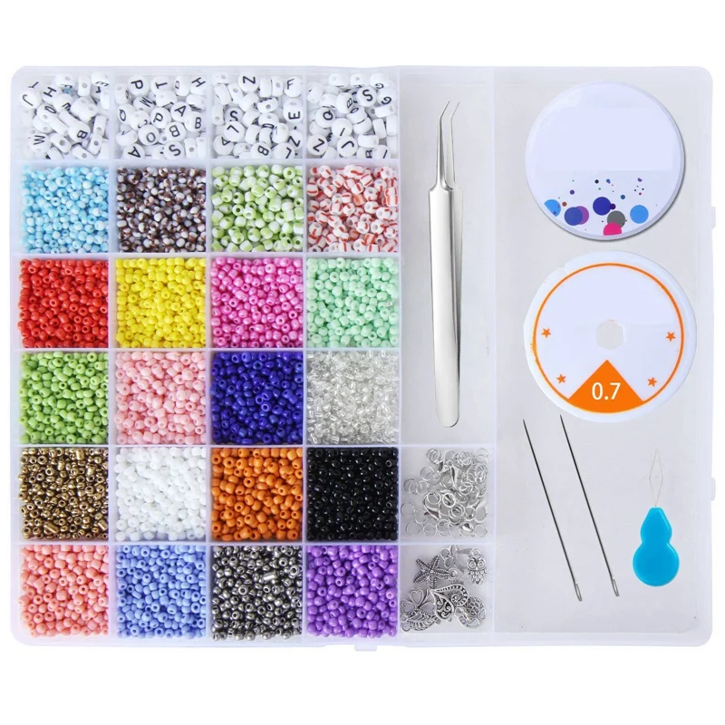 

Glass Seed Beads Letter Beads,Small Pony Stripe DIY Beads Assorted Kit For DIY Jewelry Making, Beading, Crafting