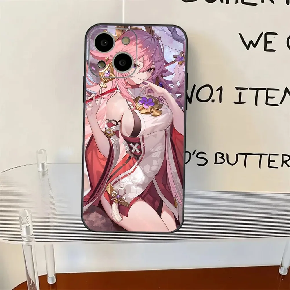 Чехол для телефона Genshin Impact Yae Miko iPhone 11 12 13 14 15 XS XR X Mini Pro Max Plus
