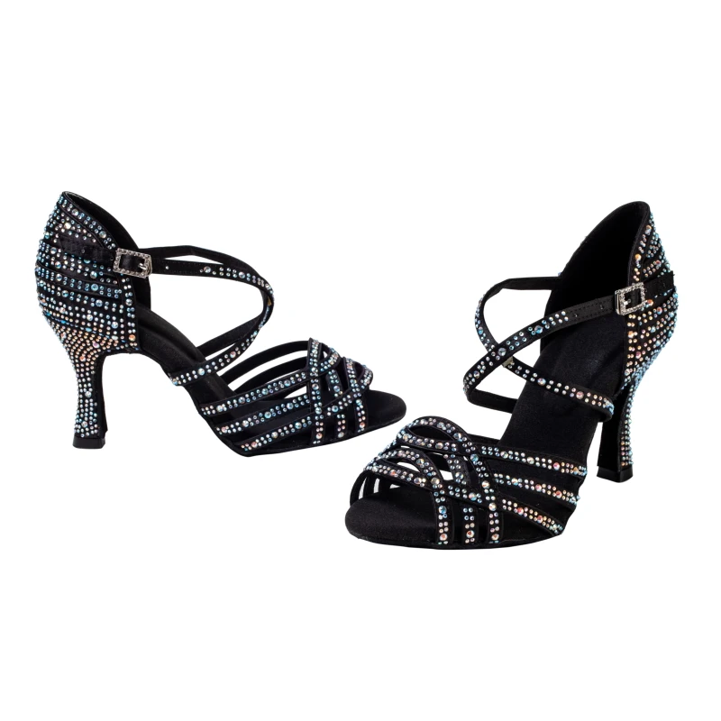Professional Latin Rhinestones dance shoes  women's medium high heel dance shoes Tango Ballroom Chacha soft soled dance shoes