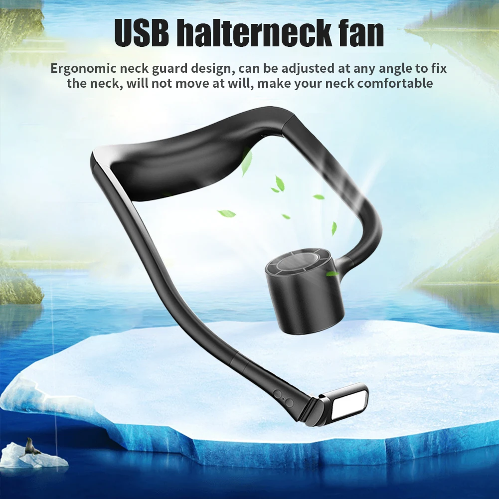 

Portable Hanging Neck Fan With Lamp Electric Fan USB Charging Summer Cooling Fan Comfortable Low Noise for Camping Hiking Picnic
