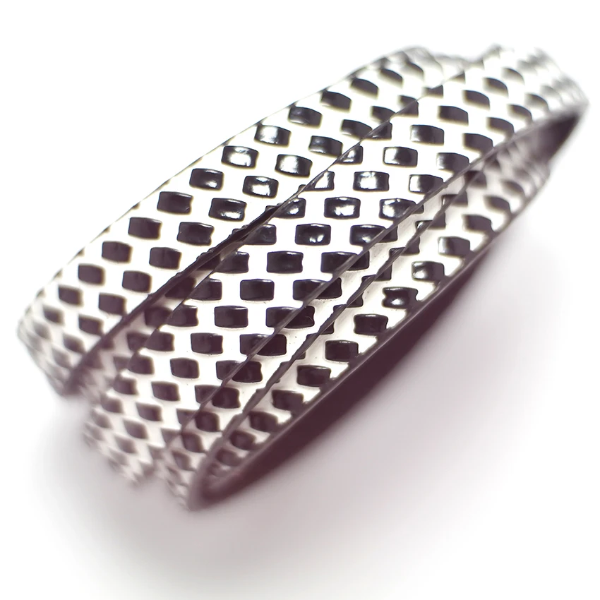 

Black And White Lattice Leather Cord Knitted Embossing,10x2mm Leather Strips,Leather Belt Bag Handle,Waist Chain Bracelet Making