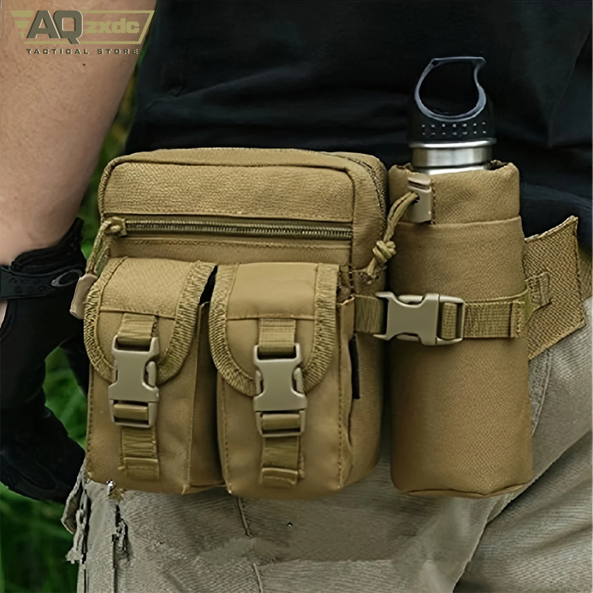 Тактический поясной кошелек AQzxdc с карманом для бутылки водой