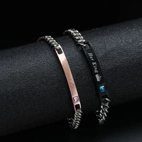 gift crystal crown men and women jewelry stainless steel her king couple bracelets his queen