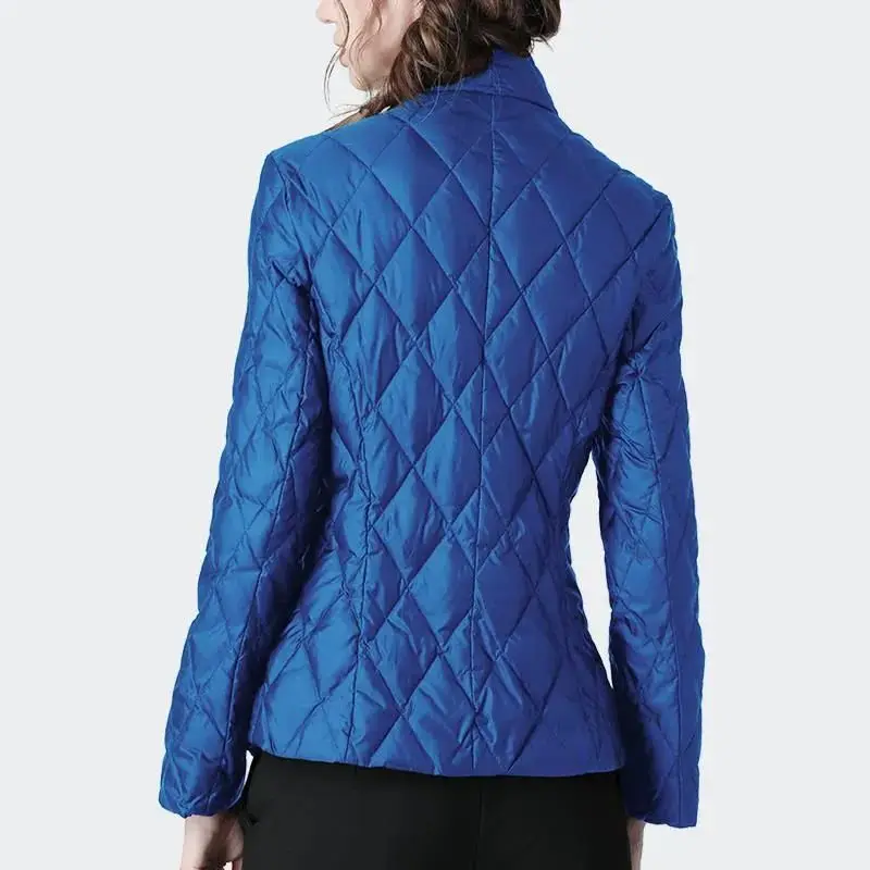 Womens Stand Collar Short Padded Jacket Autumn Winter Keep Warm Light Top Coat Korean Fashion Retro Designer Slim Fit Embroidery