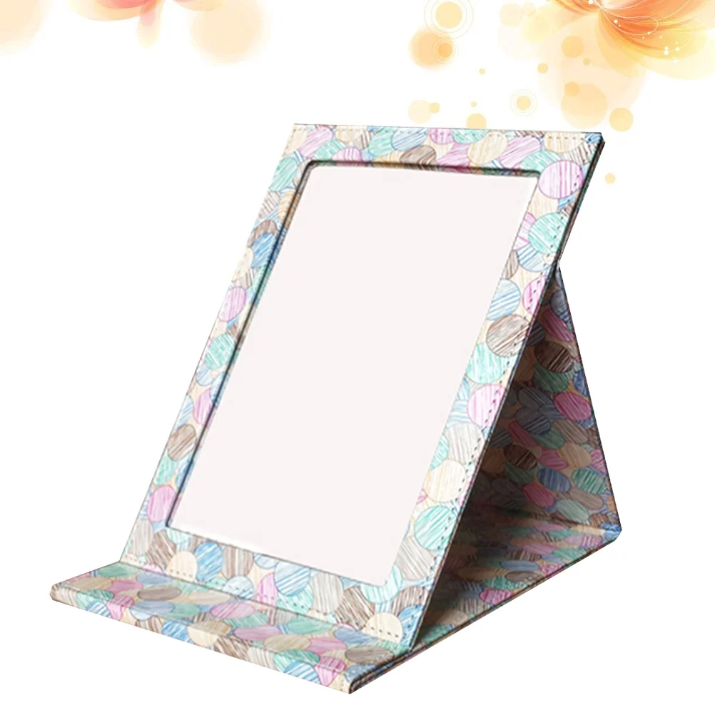 

Mirror Travel Makeup Vanity Tabletop Pu Folding Standing Purse Mirrors Table Desk Desktop Compact Stand Portable Foldable