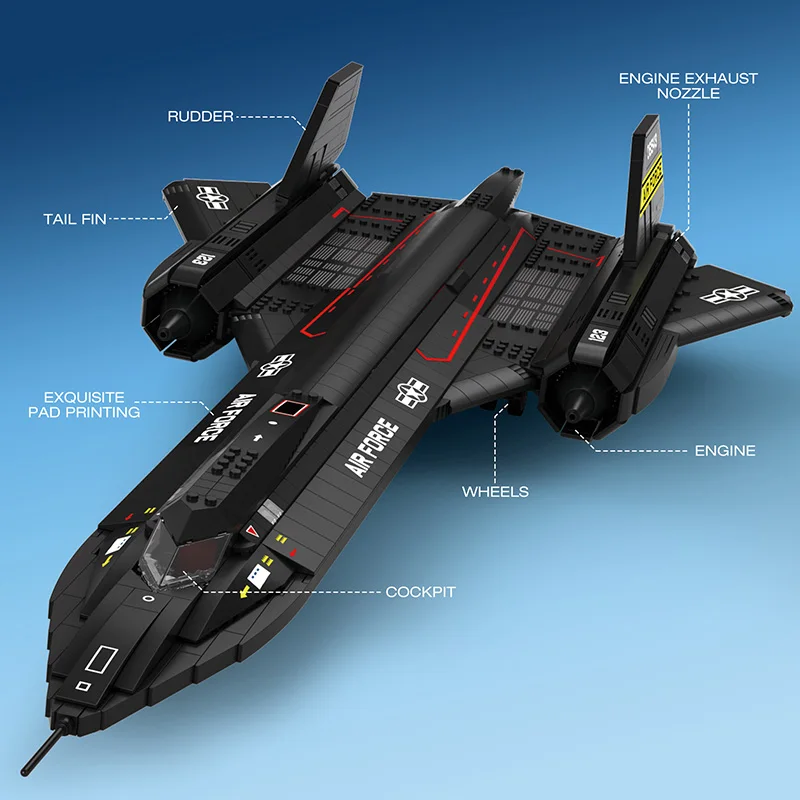 Reobrix 33041 SR-71 Blackbird Fighter Модель Air Военная серия DIY Игрушки Строительные блоки