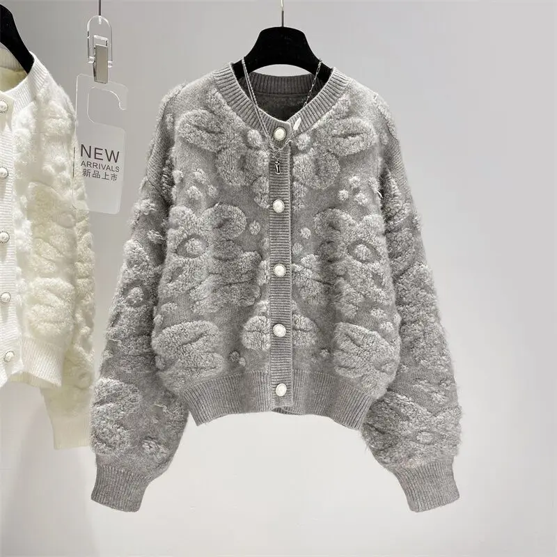

Sandro Rivers Single Breasted Plush Fleece Autumn And Winter Coat Women Knitted Thread Cuffs Cardigan Sweater