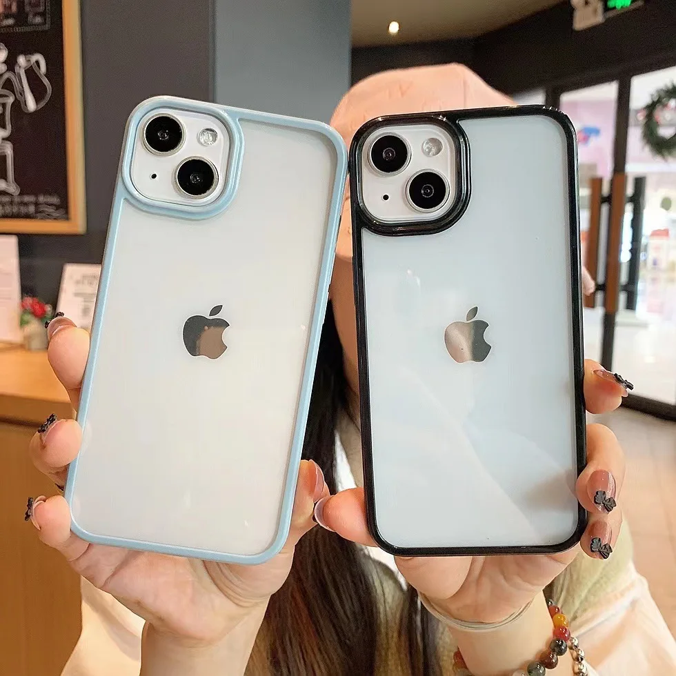 

Anti Drop Candy Color Phone Case Acrylic Soft Shell for iPhone 15 14 13 12 11 Pro Max Mini XR XS max Shockproof Full Coverage