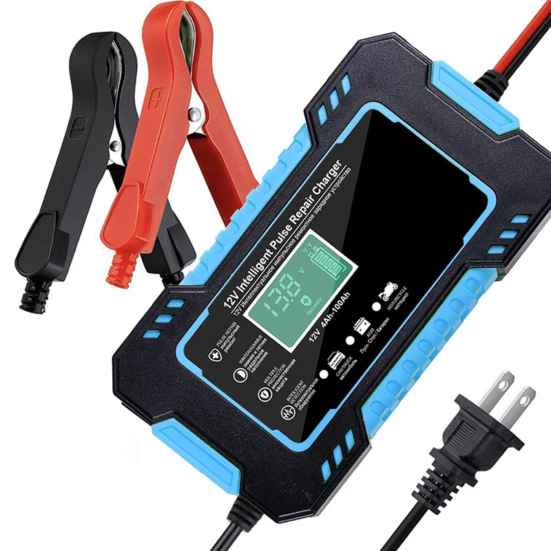 Car Battery Charger 12V Pulse Repair LCD Display Smart Fast Charge AGM Deep cycle GEL Lead-Acid For Auto Motorcycle |