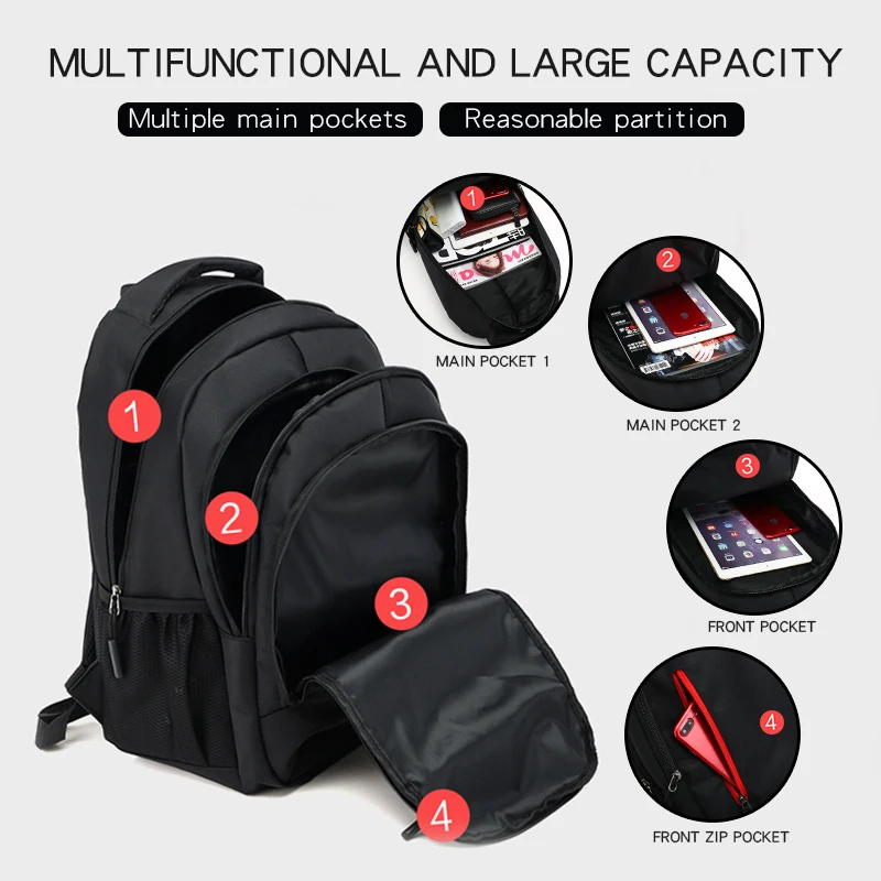 Casual Men's Backpack Waterproof Oxford School Backpack for Teenagers Boys 14 Inch Laptop Bags Daily Quality School Bags Travel