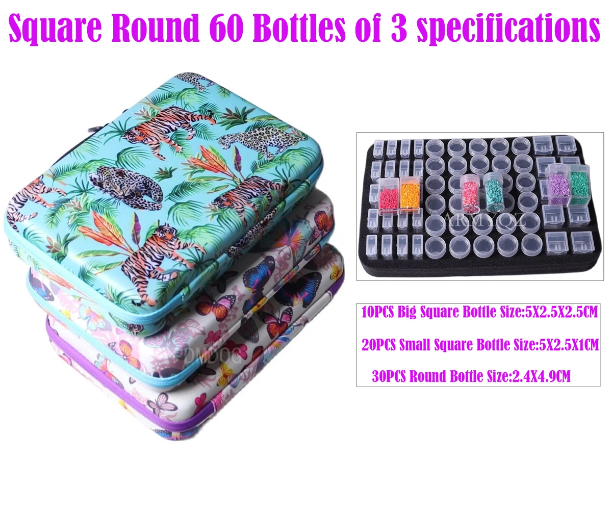 

NEW 60 Bottles of 3 specifications 5D Diamond Painting Storage Box Diamond Mosaic Accessories Tools Jewelry Bead Storage Jar Bag