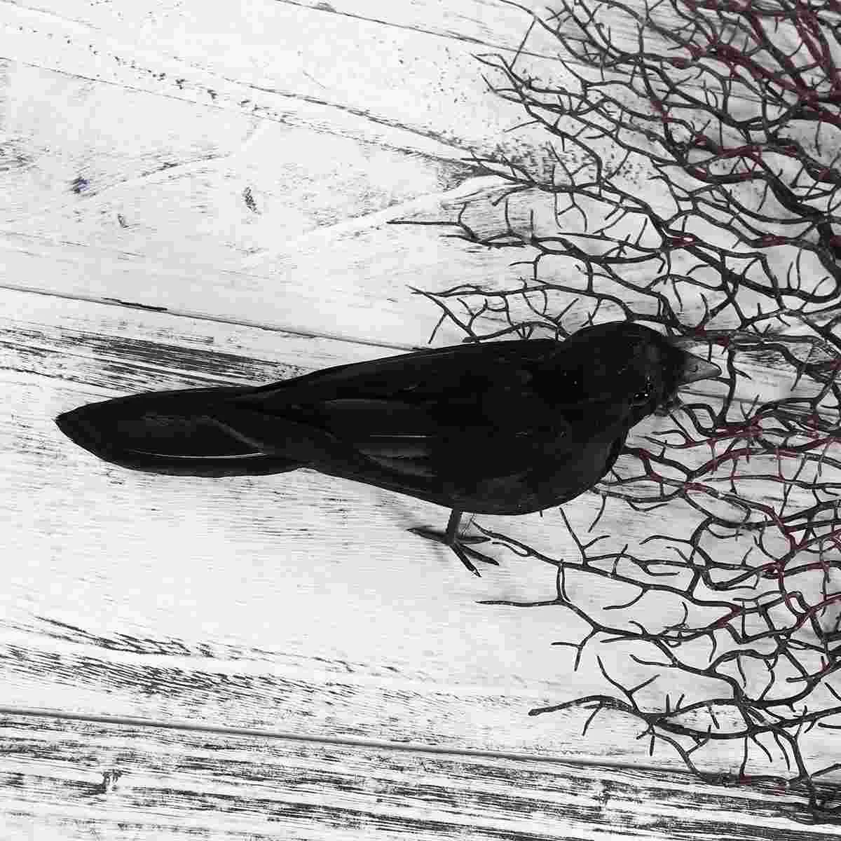 

1pc Stimulated Life-like Crow Photo Prop Realistic Black Bird for Home Office Garden Decoration