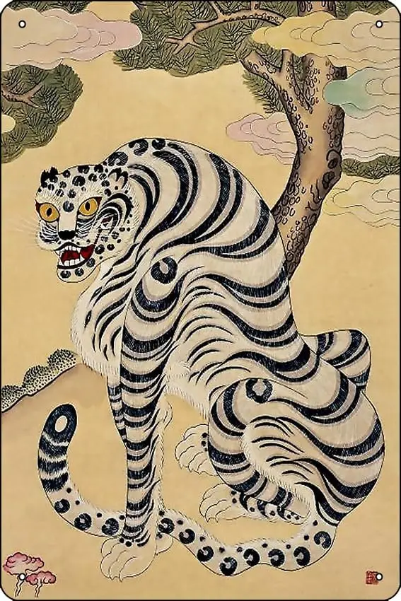 Koren Strped Tger Mnhw Prnt Metl Sgn Decor — 8 12 дюймов Br Pub Grge Mn Cve Wll