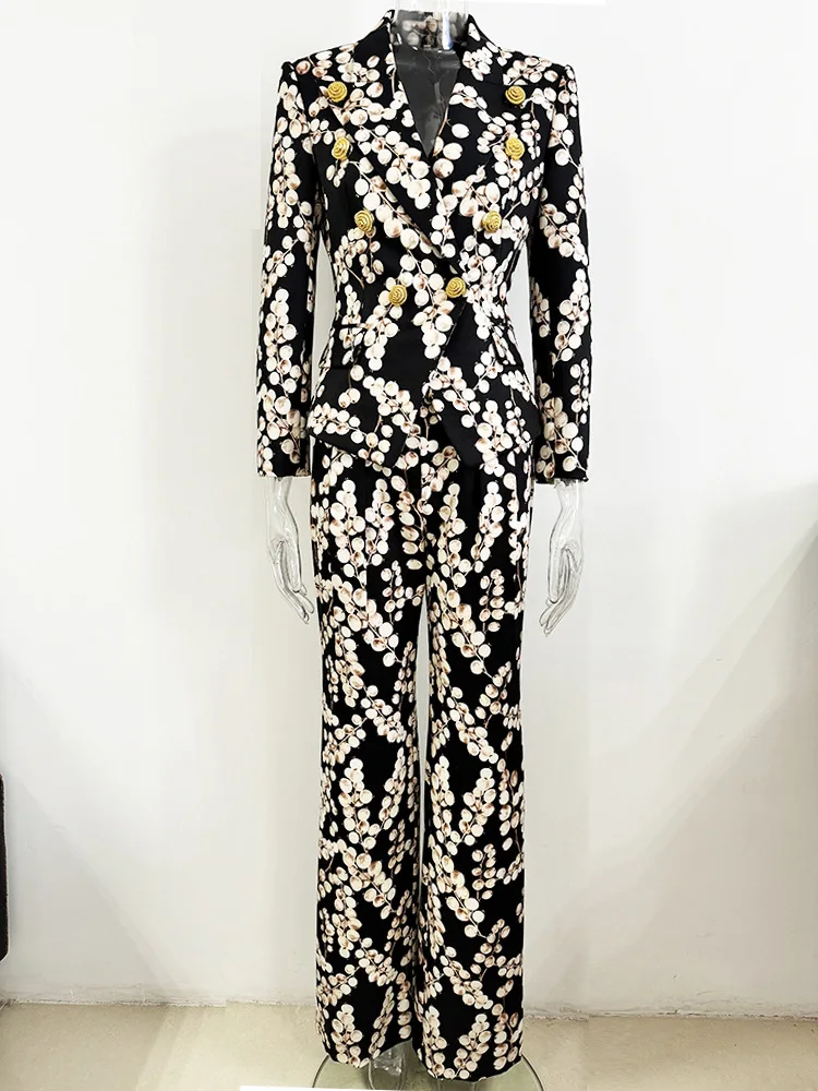 Фестивальные наряды Тенденции Брюки с цветочным принтом Куртка 2024 Новая мода