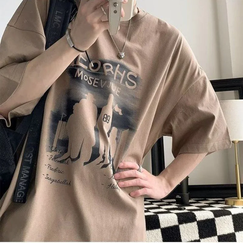 

Stylish O-Neck Printed Loose Korean T-Shirt Men's Clothing 2023 Summer New Casual Pullovers Tops Half Sleeve All-match Tee Shirt