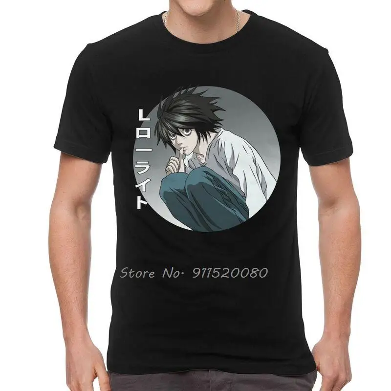 

Death Note T-shirt Men's hip hop T Shirt Cotton Japanese Name L Lawliet Anime Tshirt Unique Tees Tops Streetwear Harajuku