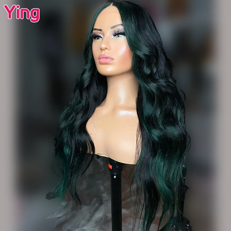 

Ying Dark Green Colored Brazilian 13x4 Transparent Lace Front Wig PrePlucked With Baby Hair 200% Body Wave 13x6 Lace Front Wig