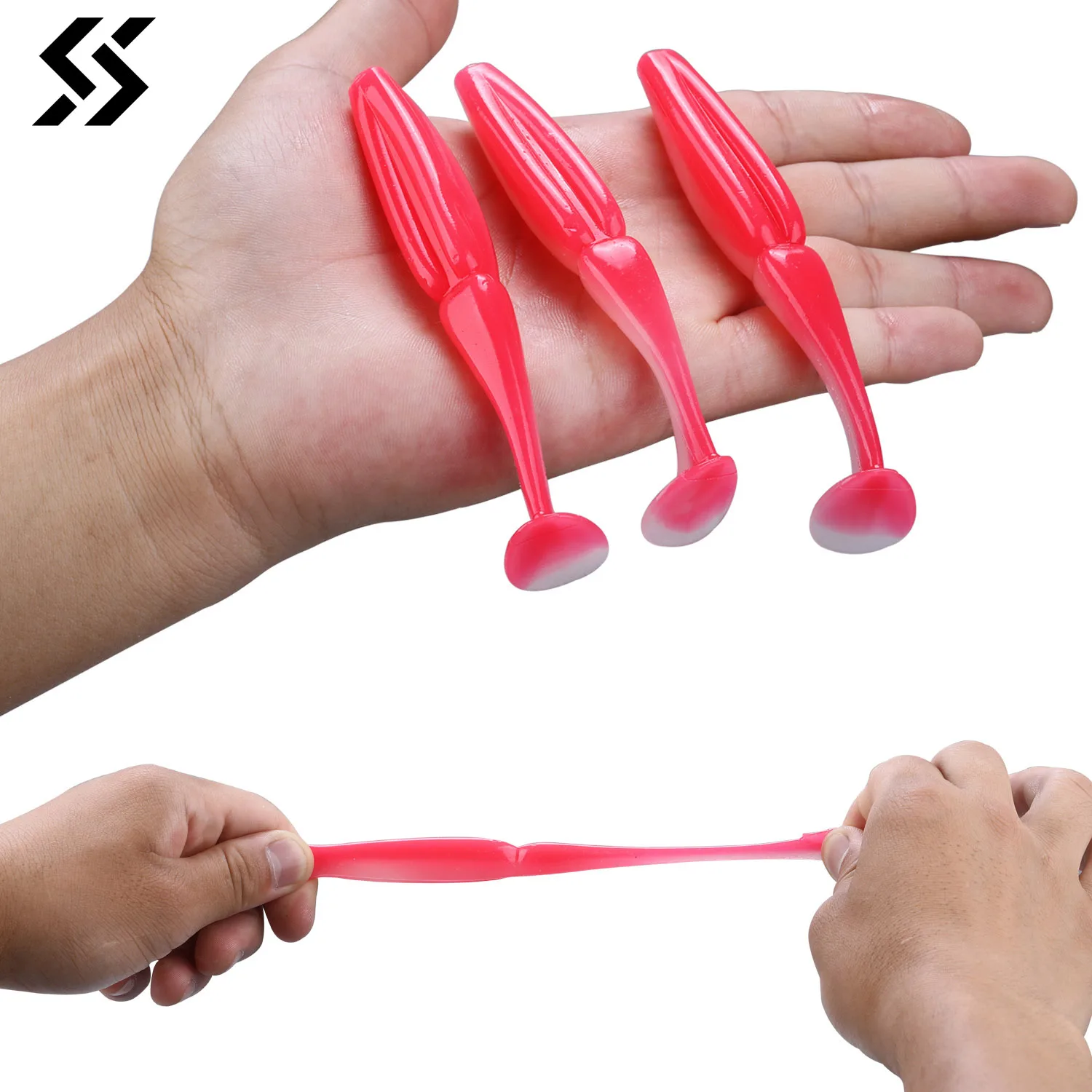 

Мягкие приманки Sougayilang, черви, приманки, 3 шт., 4 цвета, джиггинг, искусственные свимбейты для ловли окуня, карпа, рыбалка