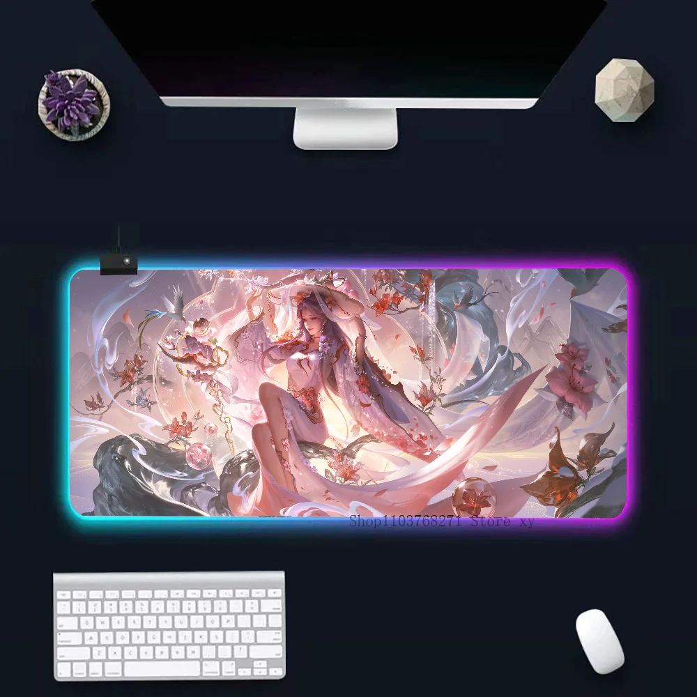 Wang Zhaojun коврик для мыши с персонажем видеоигры XXL RGB игровые коврики HD черные