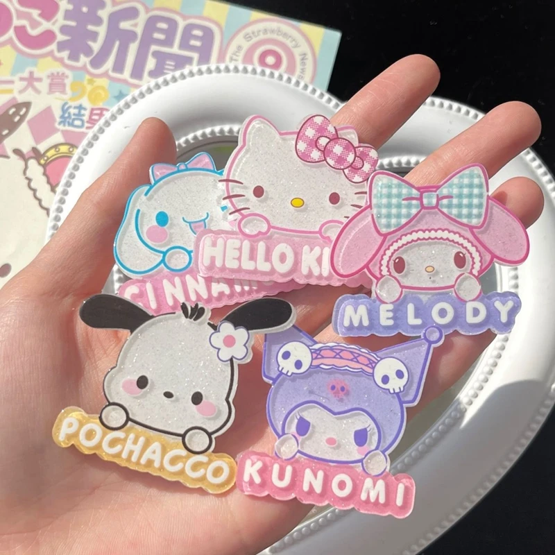Новый набор заколок для волос Kuromi Hello Kitty Pacha Sanrio мультяшная моя мелодия коричная