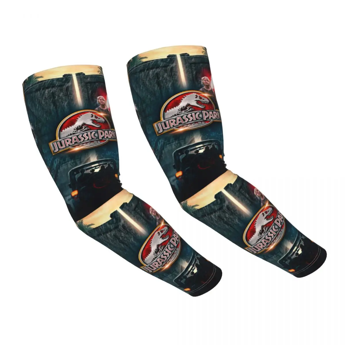 

Jurassic Park Logo Dinosaur Sci-fi Adventure Movie Sports Compression Arm Sleeves Men Women UV Protection Tattoo Cover Up