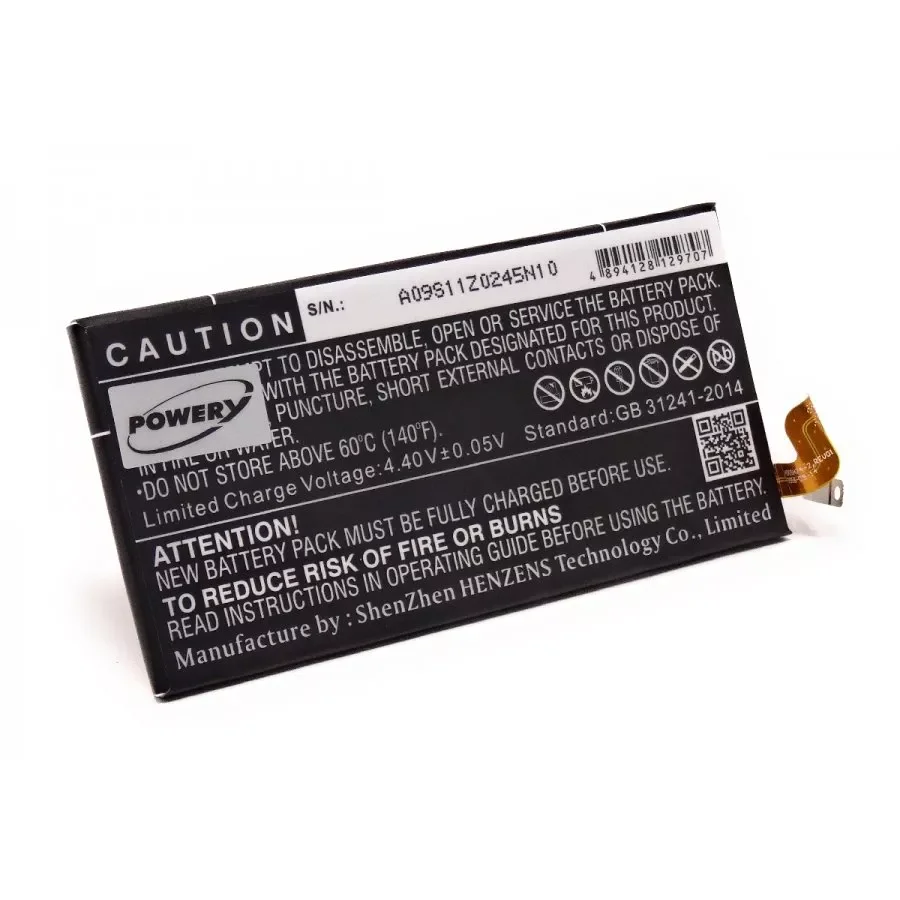 

Powery battery for HTC 2PZF100 Smartphone, 3,85V, 3000mAh/11,6Wh, Li-Polymer, rechargeable, 95,92mm x 47,20mm x 3,64mm, 100% Ne