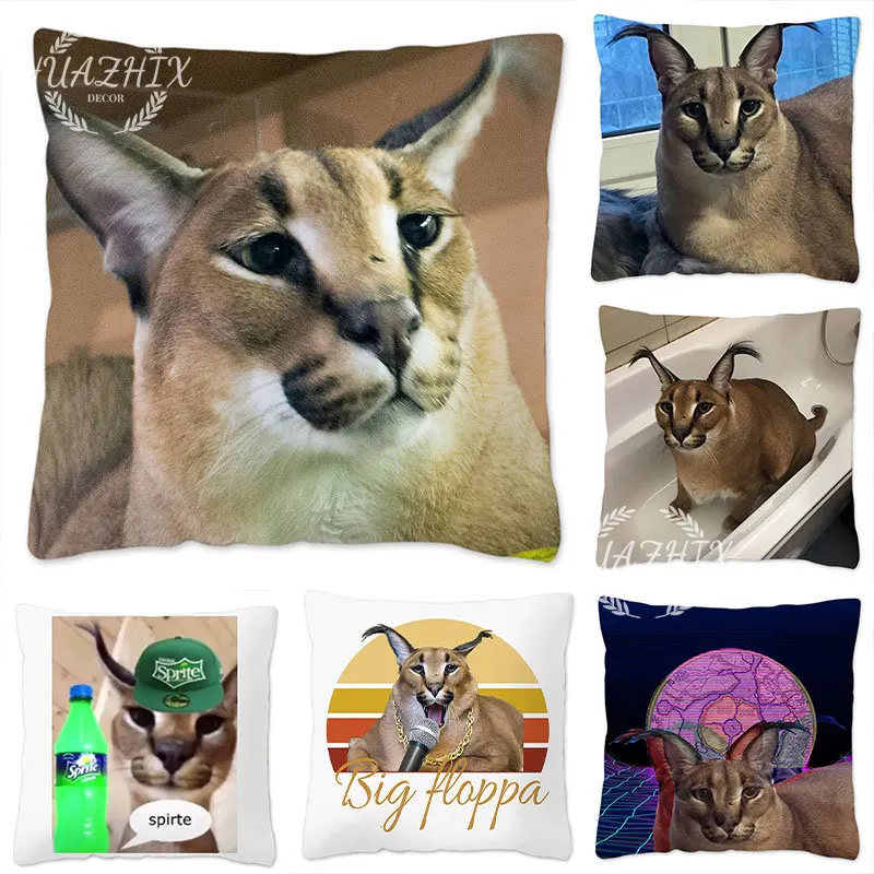 

Cute Meme Cat Pillowcase 45x45cm Home Decor Fashion Floppa Outdoor Cushions Square Pillowcase 3D Printing Custom Pillow Cover
