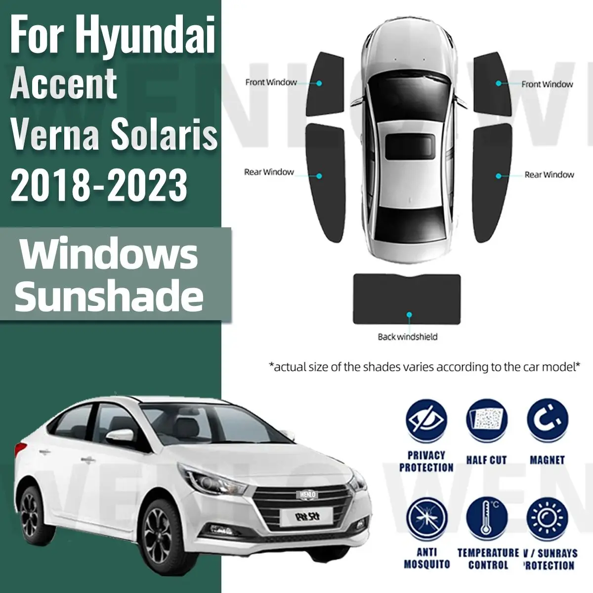 Для Hyundai Accent Verna Solaris 2018-2023 автомобильный солнцезащитный козырек на лобовое стекло