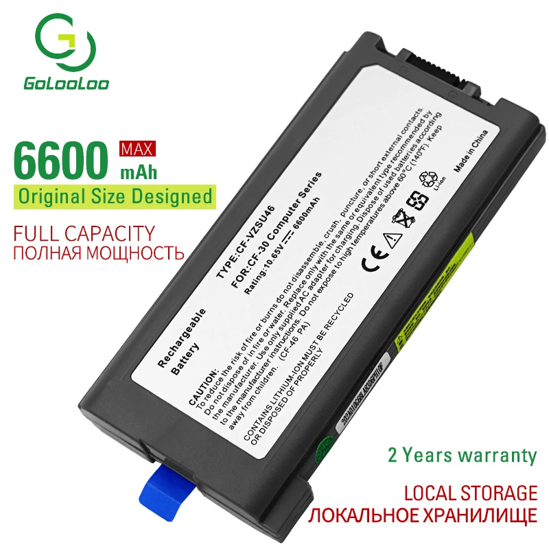 

Golooloo 10.8V 6600mAh Laptop Battery CF-VZSU46 For Panasonic Toughbook CF-30 CF-31 CF-53 CF-VZSU46AU CF-VZSU46U CF-VZSU46S