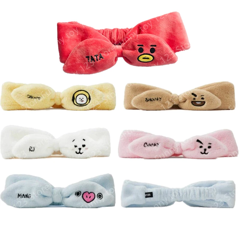 

Kawaii Plush Hairband Cartoon Cute Kpop Bt21 Korea Style Head Band Girl Wash Head Hair Makeup Elastic Band Hoop Accessories Gift