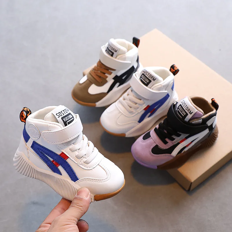 Осенние ботинки для маленьких девочек и мальчиков искусственная кожа Детская