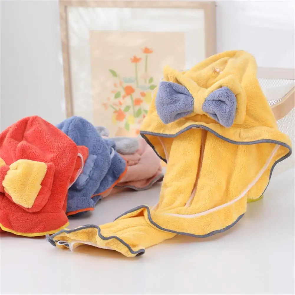 

Hair Drying Towel Coral Fleece Soft Comfortable Lightweight Durable Reusable Bow Women Long Hair Bathing Wrap Towel
