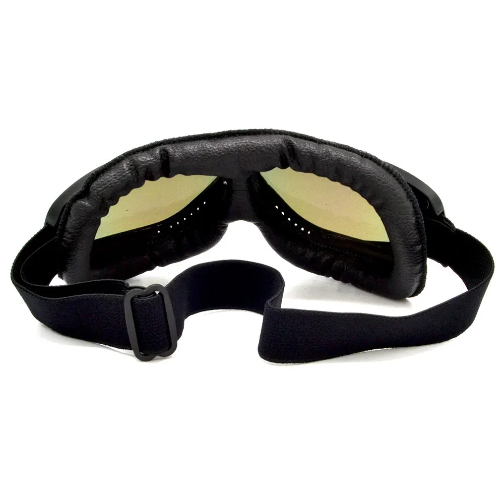 BJMOTO черные кожаные очки солнцезащитные лыжные для мотокросса винтажные пилотные